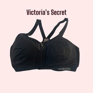 Victoria’s Secret VSX Black Front Zip Padded Sports Bra 38DD